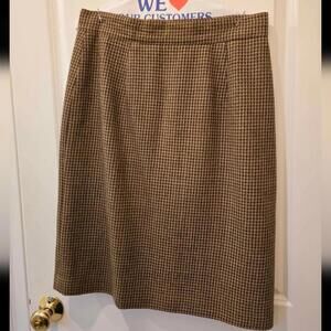Vintage Wool Jones Wear Brown Houndstooth Pencil Skirt